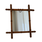 Vintage French Small Faux Bamboo Mirror
