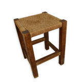Vintage French Woven Tabouret