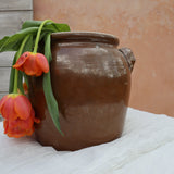 Antique French Light Brown Glazed Confit Pot